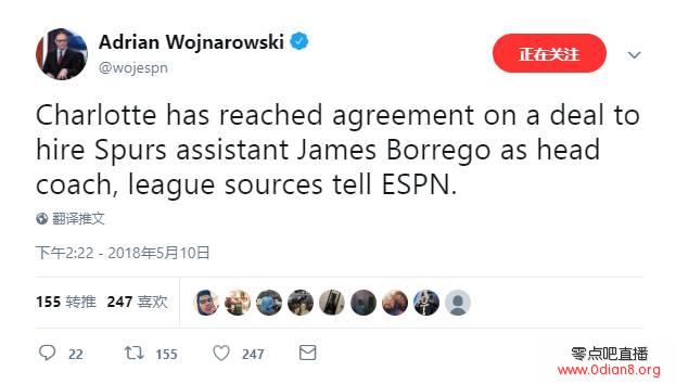 Woj：马刺助教博雷戈成为黄蜂主帅
