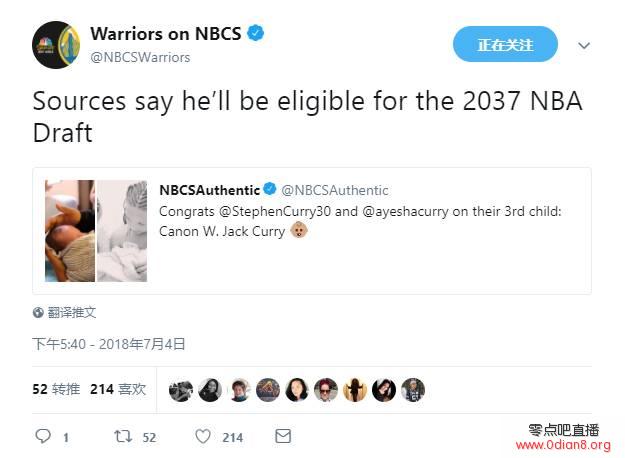 调皮！湾区媒体：库里儿子将有资格参加2037年选秀