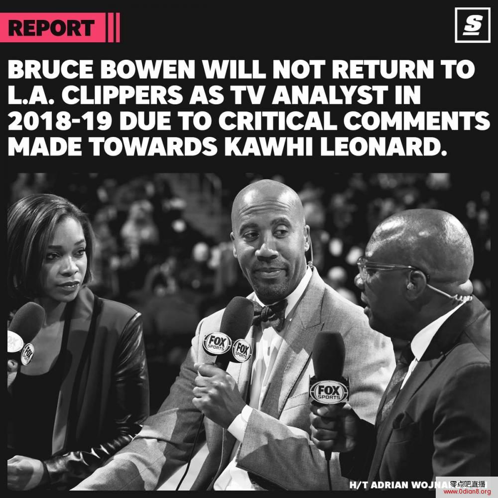 Woj：因批评莱昂纳德 鲍文下赛季不再任快船评论员