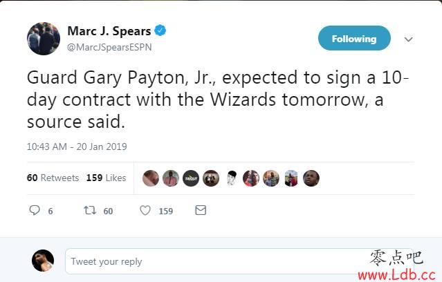 Spears：加里-佩顿二世预计明天和奇才签订10天短合同