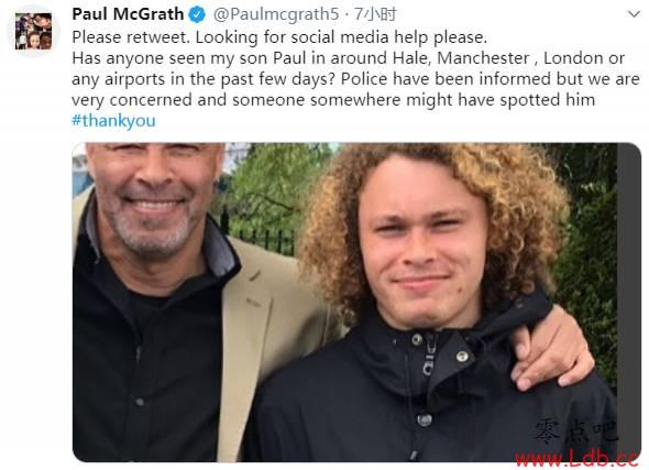 镜报:经过24小时搜救,前曼联后卫麦格拉斯儿子已找到