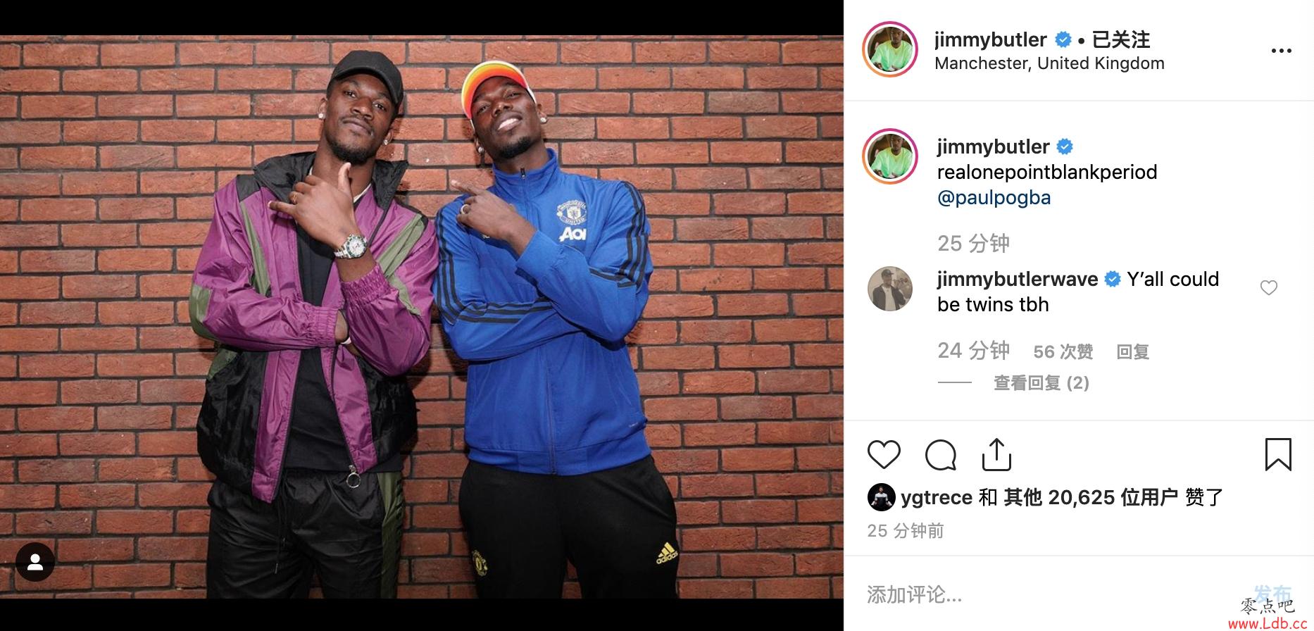 曼联大胜切尔西 巴特勒晒与博格巴合影