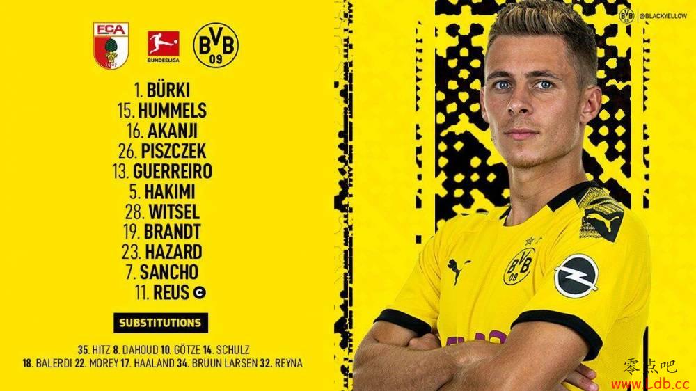 多特vs奥格斯堡首发出炉:哈兰德替补【图】