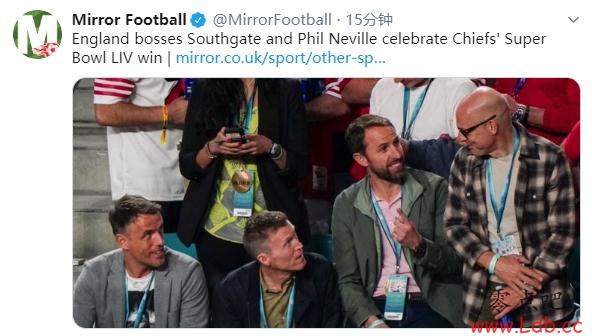 超级碗吸引俩三狮主帅,索斯盖特和小内维尔同在现场观战